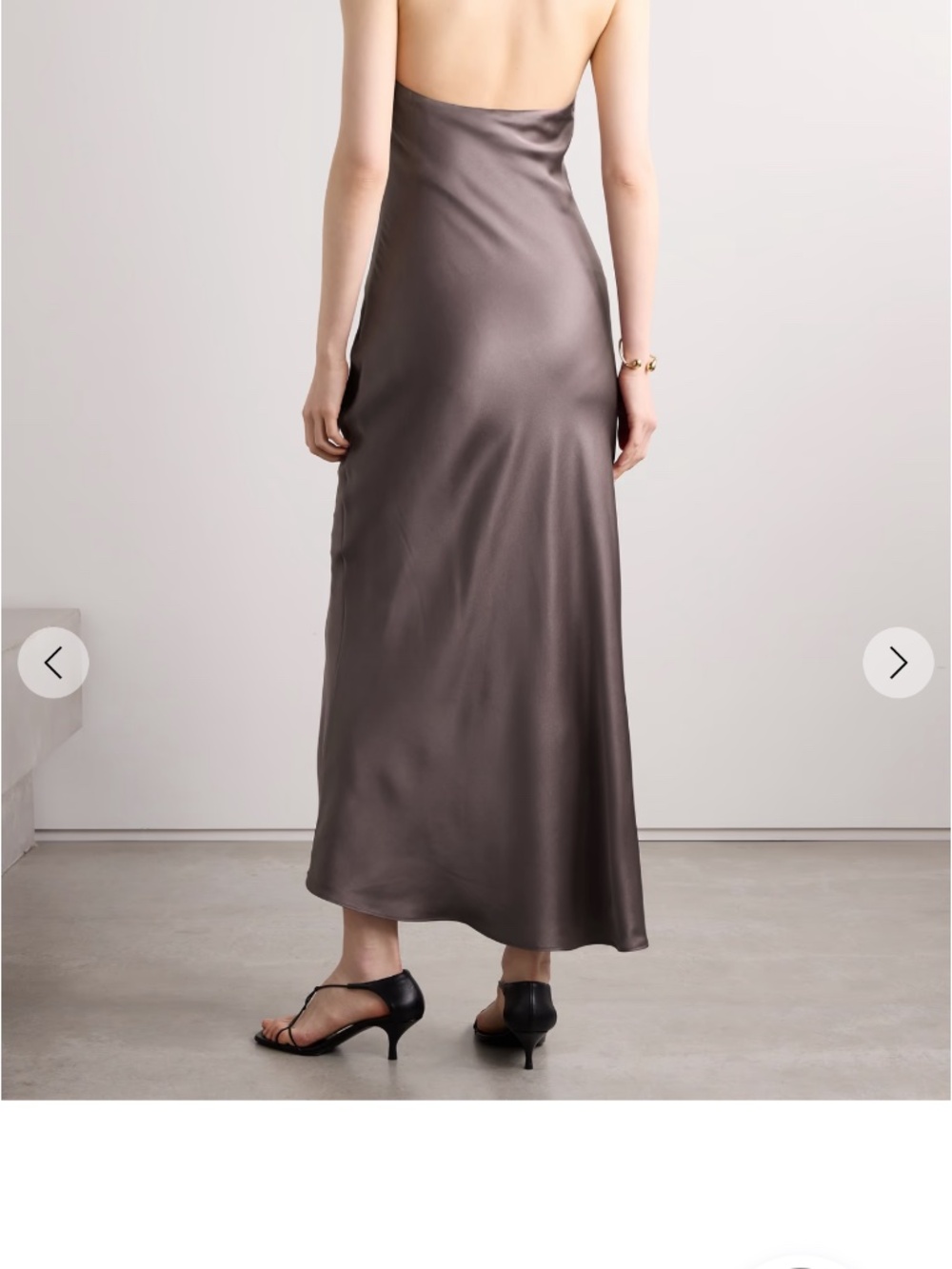 NWT ANINE BING Eliana Silk Charmeuse Halter Midi Dress Brown Size Small - Picture 2 of 8